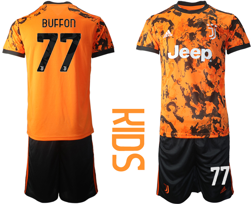 Youth 2020-2021 club Juventus away orange #77 Soccer Jerseys->juventus jersey->Soccer Club Jersey